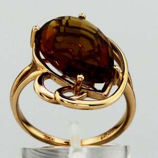 Кольцо. Цитрин. Арт.208Ц из золота 585 пробы