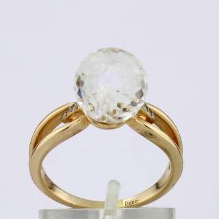 Кольцо. Горный хрусталь. Арт.361ГхКц из золота 585 пробы