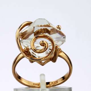 Кольцо. Горный хрусталь. Арт.409Гх из золота 585 пробы