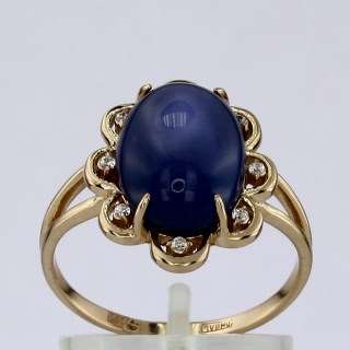 Кольцо. Сочетание камней. Арт.575СпзКц из золота 585 пробы