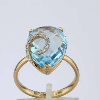 Кольцо. Голубой топаз. Арт.1017ТКц из золота 585 пробы