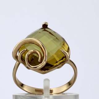 Кольцо. Кварц. Арт.1044Квп из золота 585 пробы