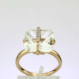 Кольцо. Горный хрусталь. Арт.1077ГхКц из золота 585 пробы