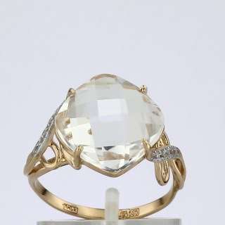 Кольцо. Горный хрусталь. Арт.1126ГхКц из золота 585 пробы