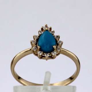 Кольцо. Бирюза. Арт.1316БКц из золота 585 пробы