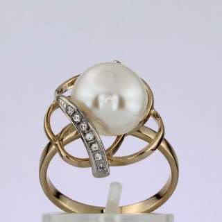 Кольцо. Жемчуг. Арт.1370ЖКц из золота 585 пробы