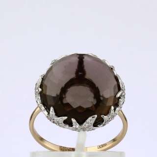 Кольцо. Раухтопаз. Арт.1410РКц из золота 585 пробы