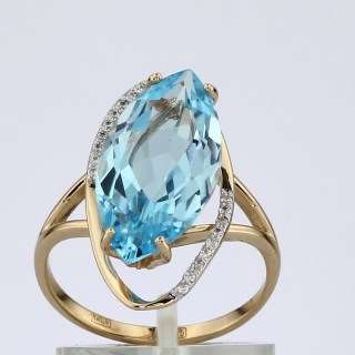 Кольцо. Голубой топаз. Арт.1415ТКц из золота 585 пробы