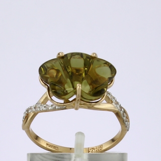 Кольцо. Кварц. Арт.1421КвоКц из золота 585 пробы