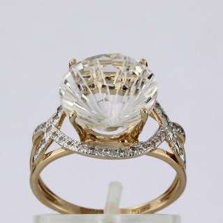 Кольцо. Горный хрусталь. Арт.1425ГхКц из золота 585 пробы