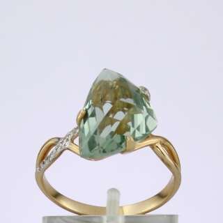 Кольцо. Аметист зеленый. Арт.1448АзКц из золота 585 пробы