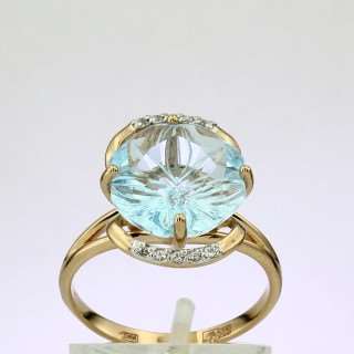 Кольцо. Голубой топаз. Арт.1514ТКц из золота 585 пробы
