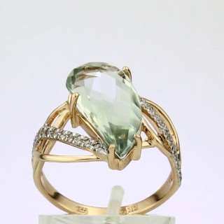 Кольцо. Аметист зеленый. Арт.1609АзКц из золота 585 пробы