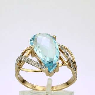 Кольцо. Голубой топаз. Арт.1609ТКц из золота 585 пробы