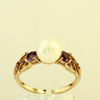 Кольцо. Жемчуг. Арт.1704АЖКц из золота 585 пробы