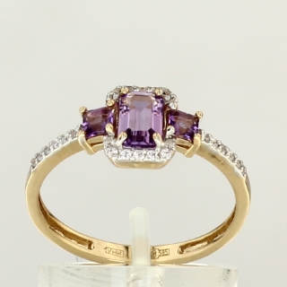 Кольцо. Аметист. Арт.1833АКц из золота 585 пробы