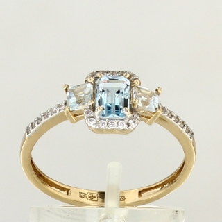 Кольцо. Голубой топаз. Арт.1833ТКц из золота 585 пробы