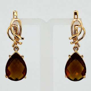 Серьги. Цитрин. Арт.208Ц из золота 585 пробы