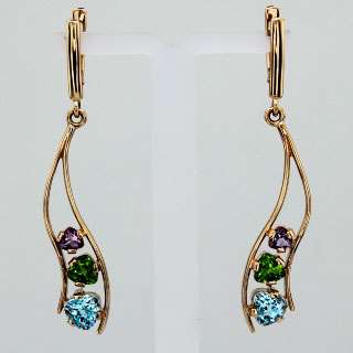 Серьги. Сочетание камней. Арт.646АТХ из золота 585 пробы