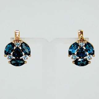 Серьги. Сочетание камней. Арт.700ТТл из золота 585 пробы