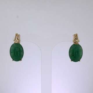 Золотые серьги. Авантюрин. Арт.741Авз Золотые серьги. Авантюрин. Арт.741Авз