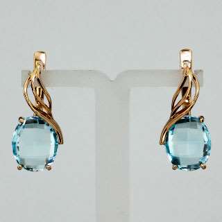 Серьги. Голубой топаз. Арт.923Т из золота 585 пробы