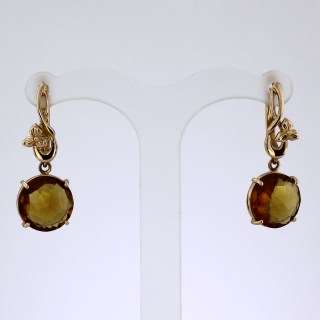 Серьги. Цитрин. Арт.991Ц из золота 585 пробы