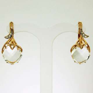 Серьги. Горный хрусталь. Арт.1013ГхКц из золота 585 пробы