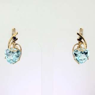Серьги. Голубой топаз. Арт.1055СпТ из золота 585 пробы