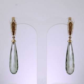 Серьги. Аметист зеленый. Арт.1137АзКц из золота 585 пробы