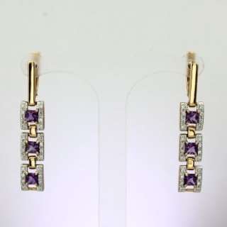 Серьги. Аметист. Арт.1346АКц из золота 585 пробы