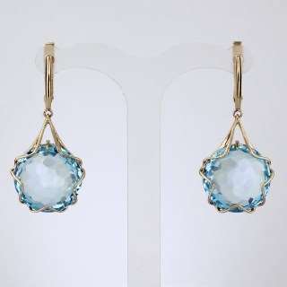 Серьги. Голубой топаз. Арт.1407Т из золота 585 пробы