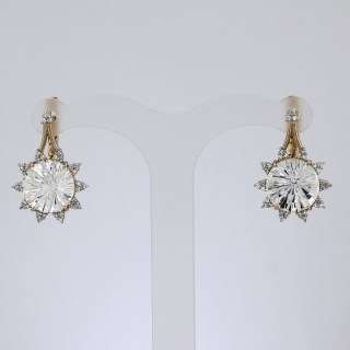 Серьги. Горный хрусталь. Арт.1413ГхКц из золота 585 пробы