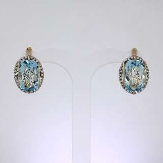 Серьги. Голубой топаз. Арт.1420ТКц из золота 585 пробы