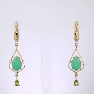 Серьги. Сочетание камней. Арт.1467ХХрКц из золота 585 пробы