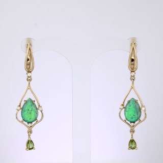 Серьги. Сочетание камней. Арт.1467ОзХКц из золота 585 пробы