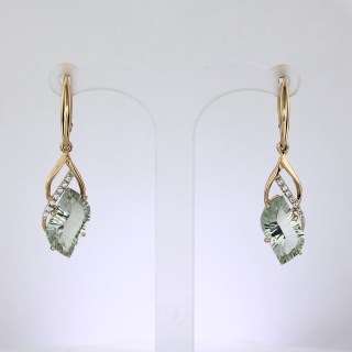 Серьги. Аметист зеленый. Арт.1488АзКц из золота 585 пробы
