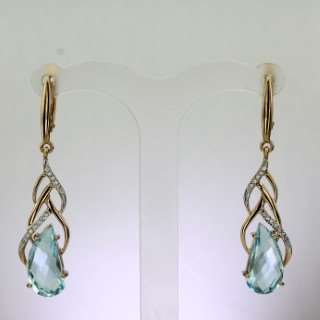 Серьги. Голубой топаз. Арт.1609ТКц из золота 585 пробы