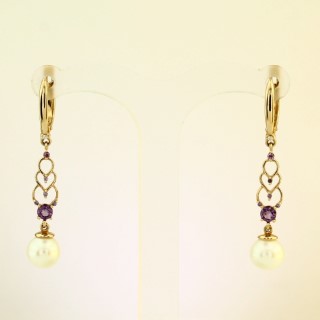 Серьги. Жемчуг. Арт.1704АЖКц из золота 585 пробы