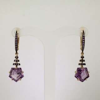 Серьги. Аметист. Арт.1753АКц из золота 585 пробы
