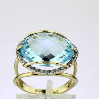 Кольцо. Голубой топаз. Арт.1420БрТ из золота 585 пробы